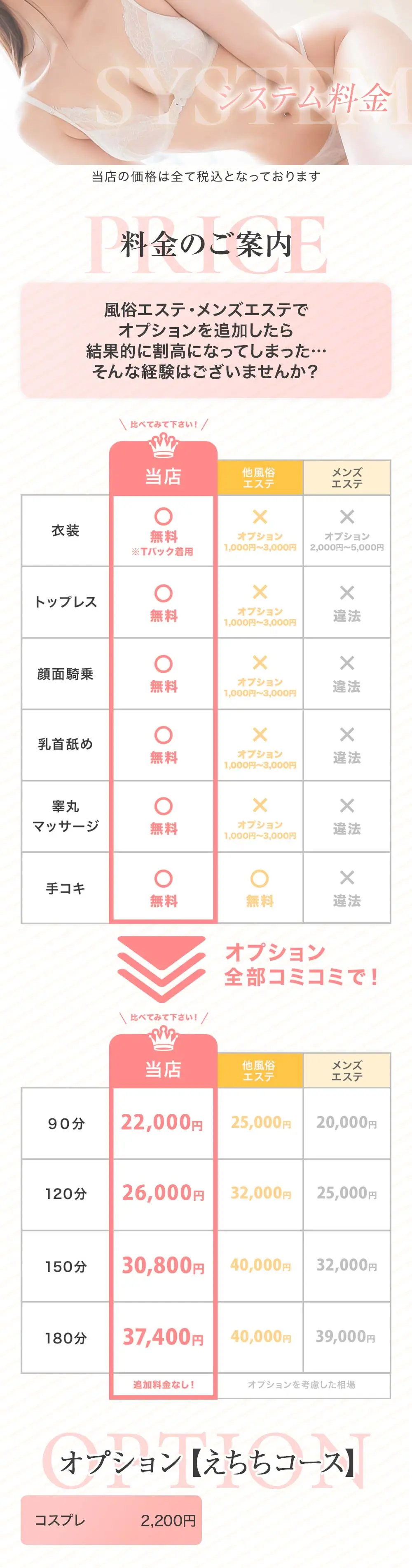 えちちSPA料金比較表