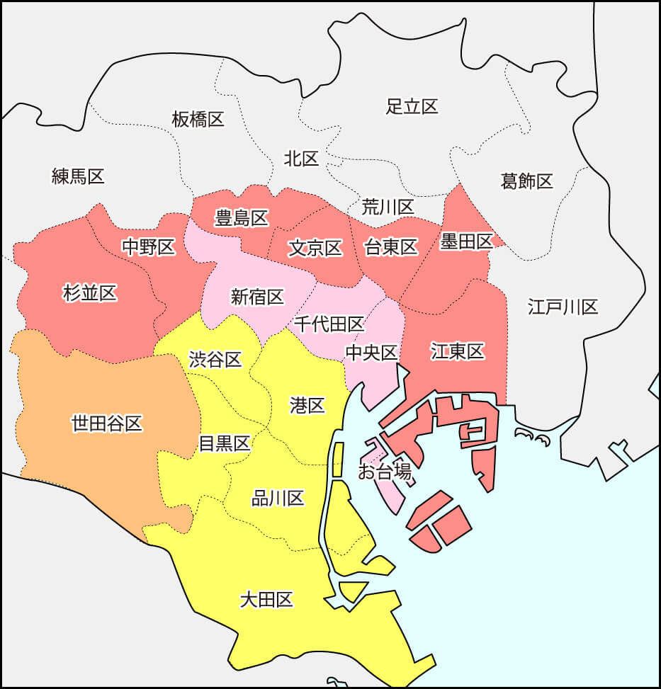 蒲田風俗のデリバリー交通費マップ