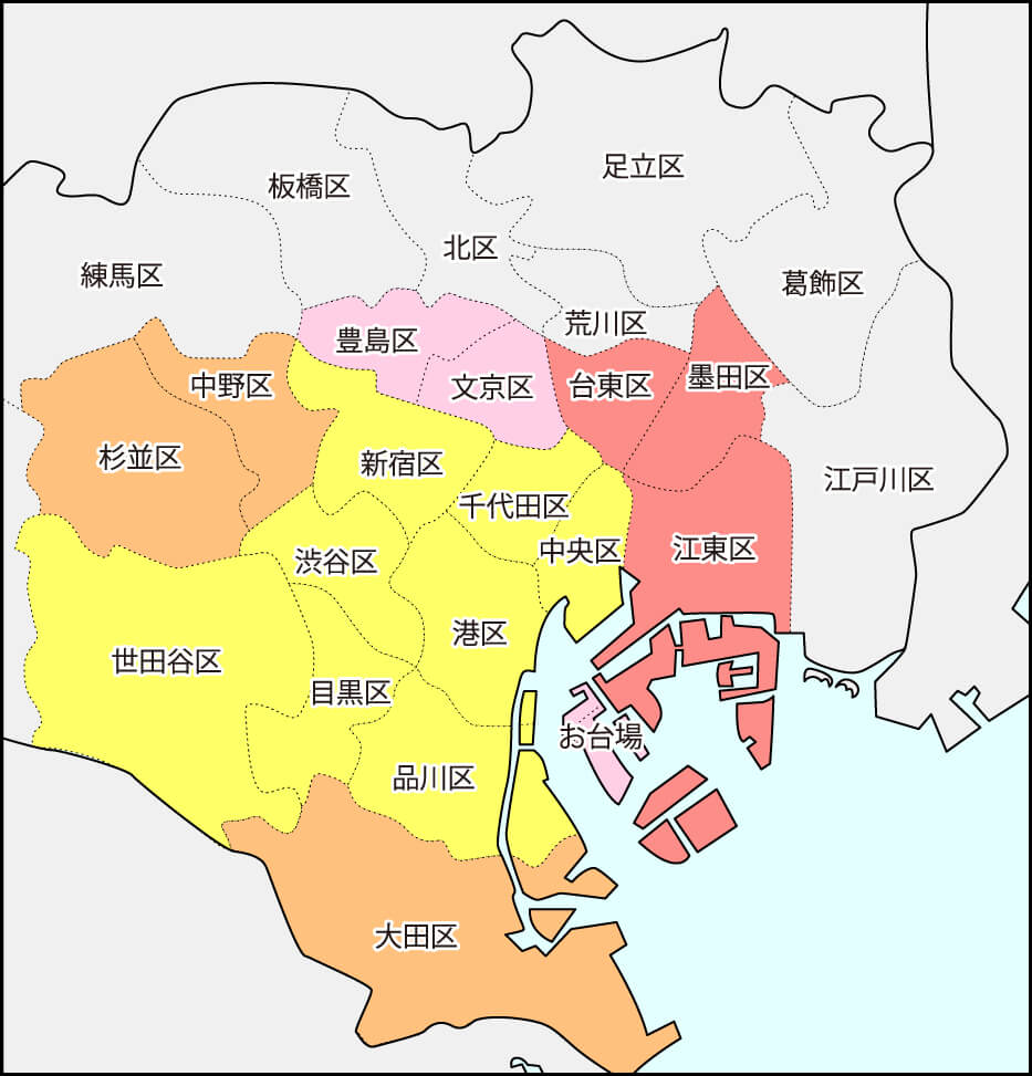 渋谷風俗のデリバリー交通費マップ